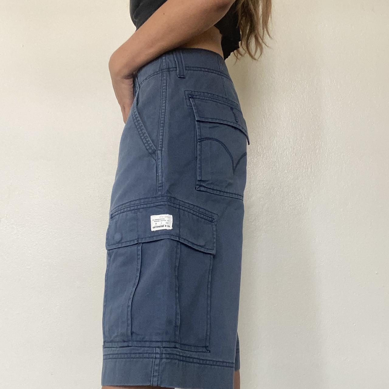 Levi's Women's Navy and Blue Shorts Depop