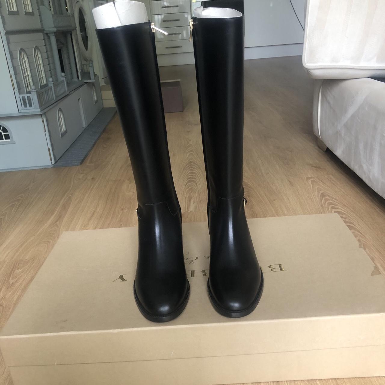 Burberry high knee black leather boots Brand new... - Depop