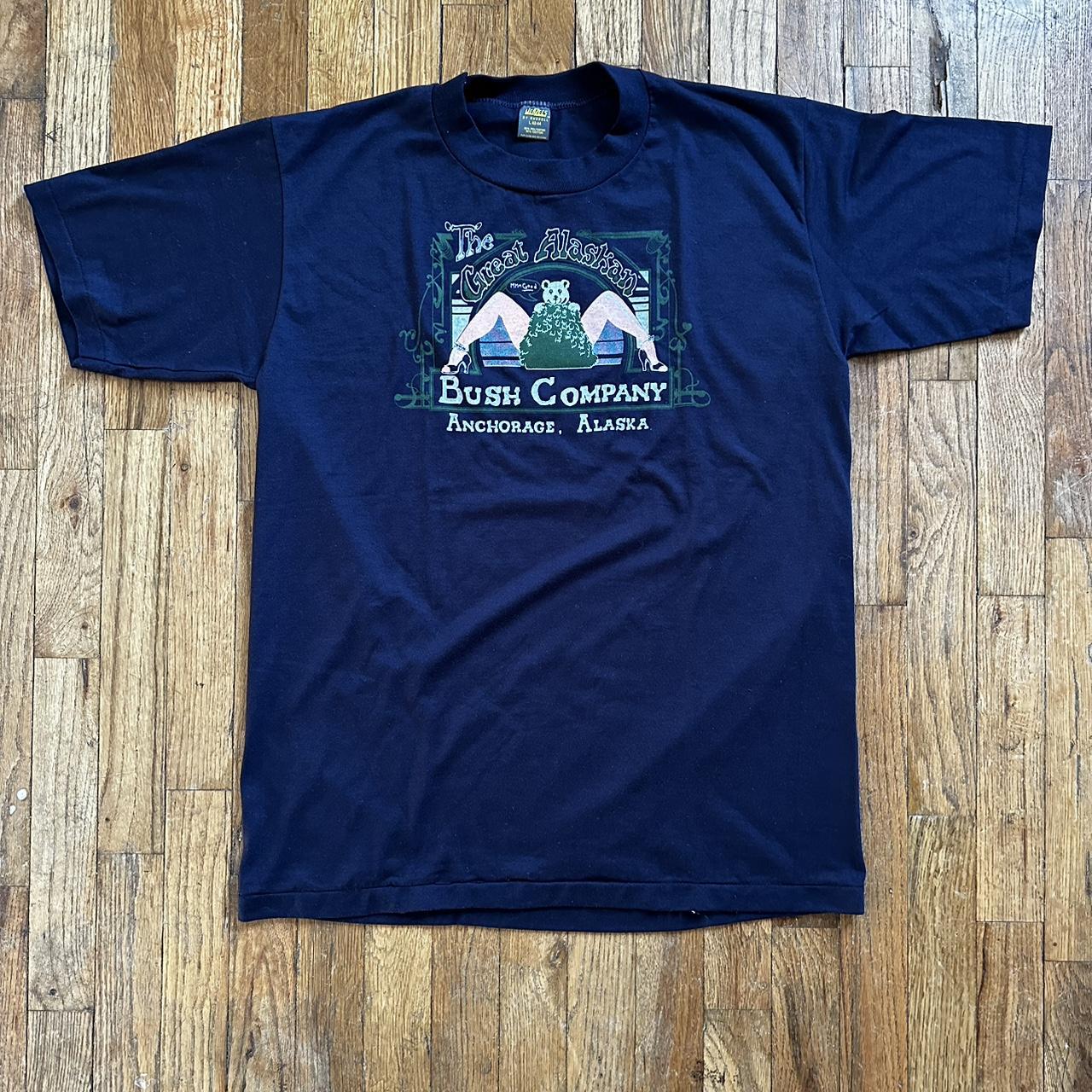 Vtg 70s Great Alaskan Bush Company T Shirt USA Blue