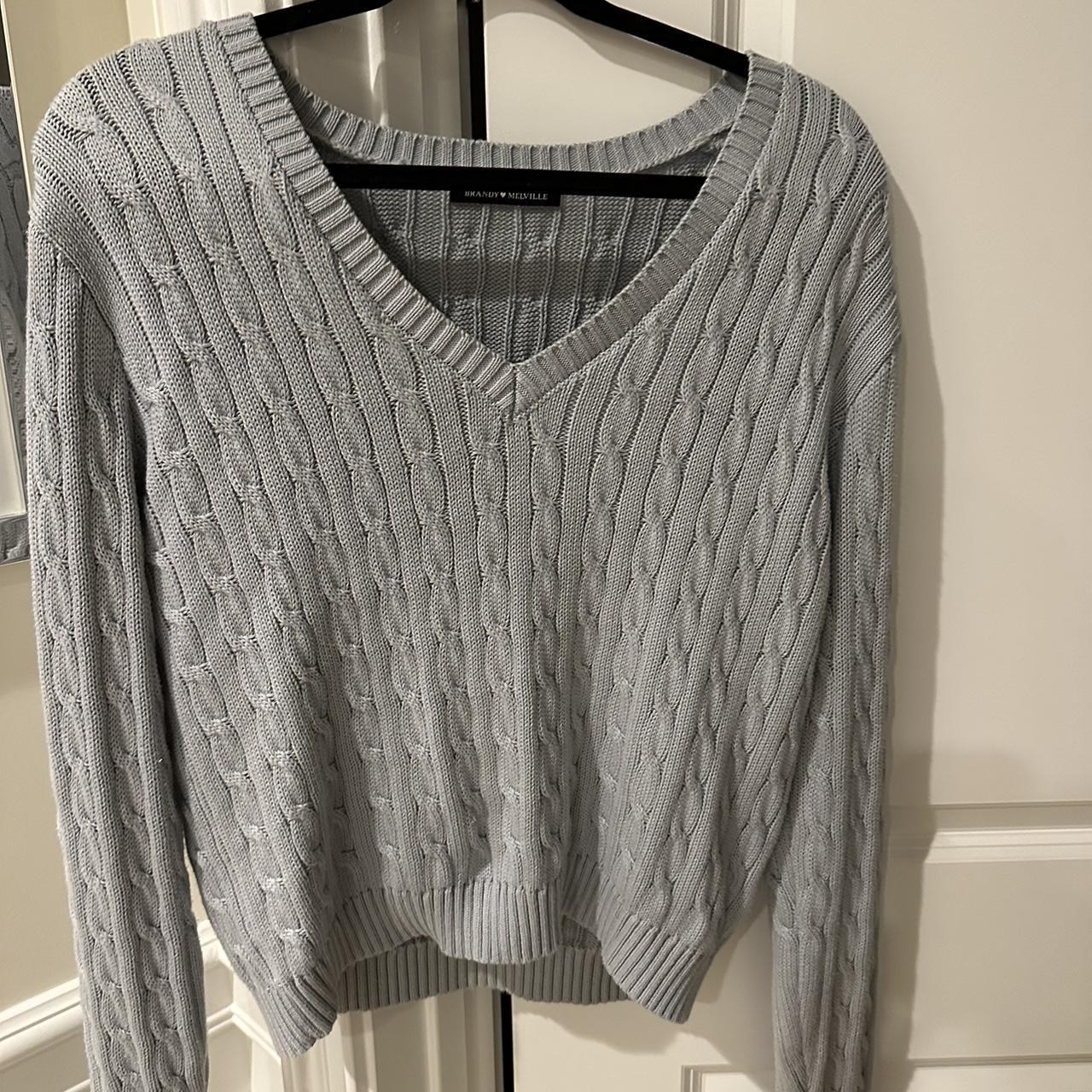 Light blue brandy Melville cableknit sweater, no... - Depop