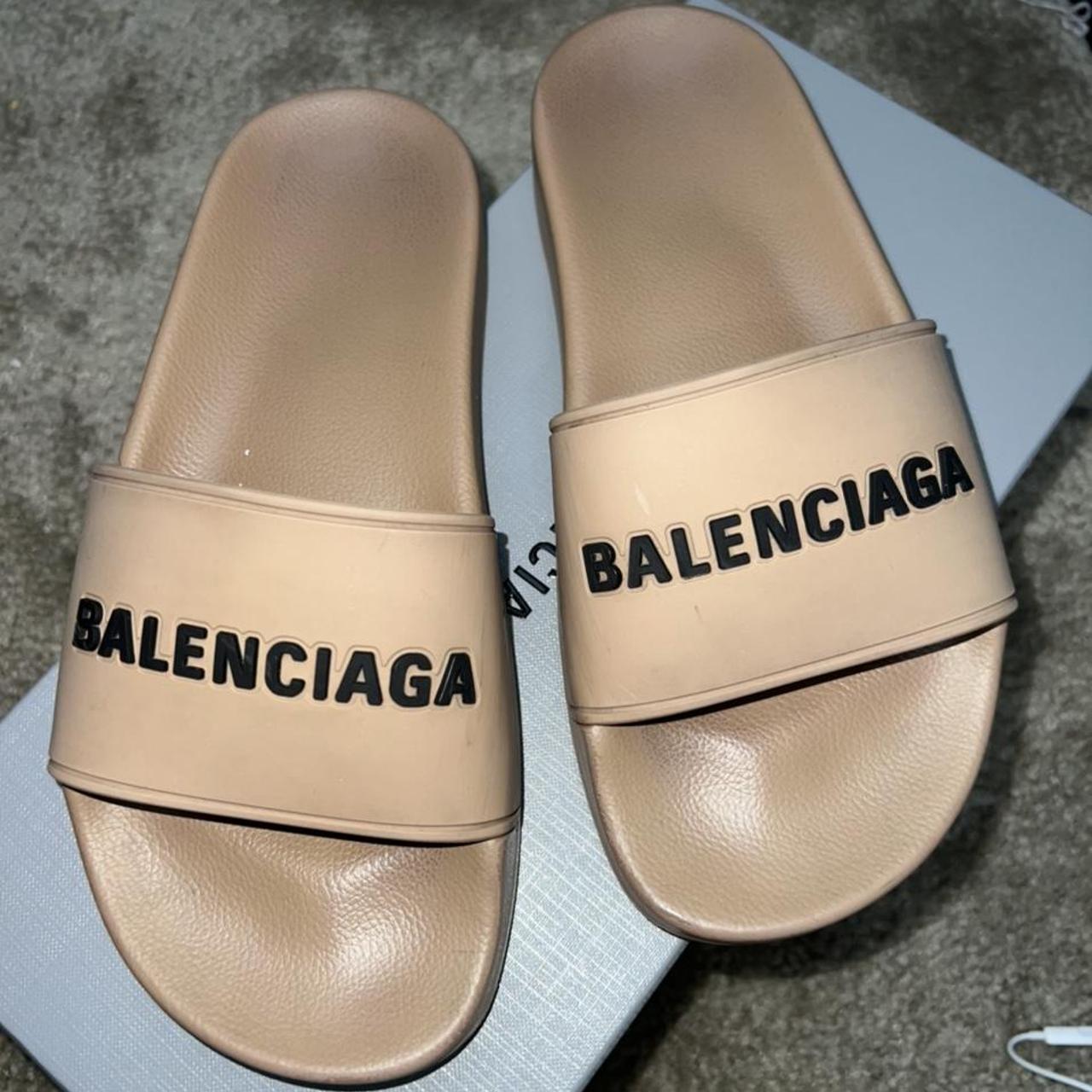 Tan store balenciaga slides