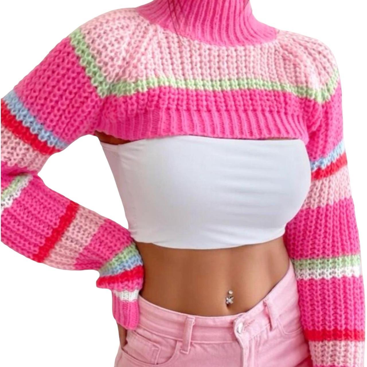 Micro Jumper Super Crop Bolero Pink Depop