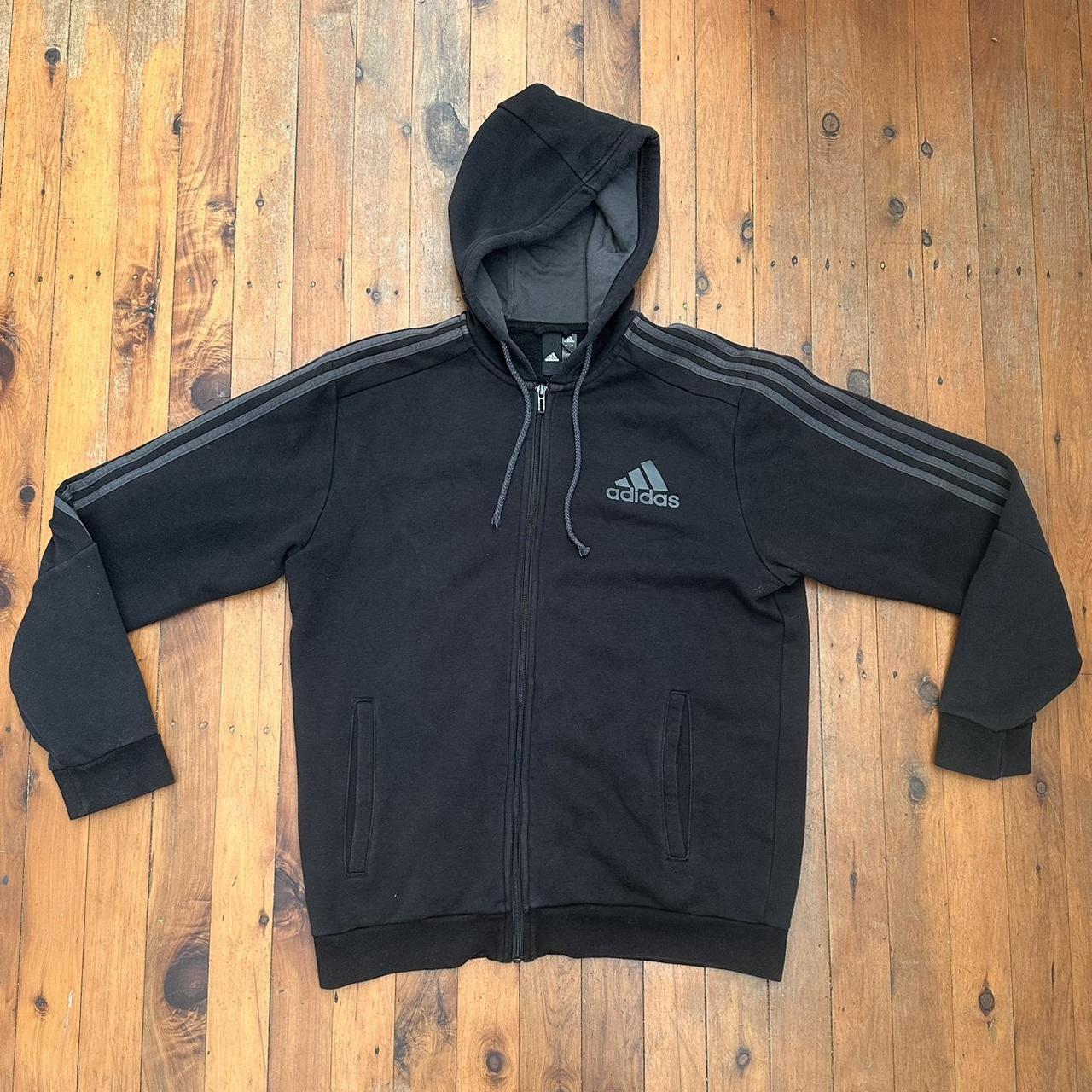 Adidas Black Zip Up Hoodie Size L Good condition... - Depop