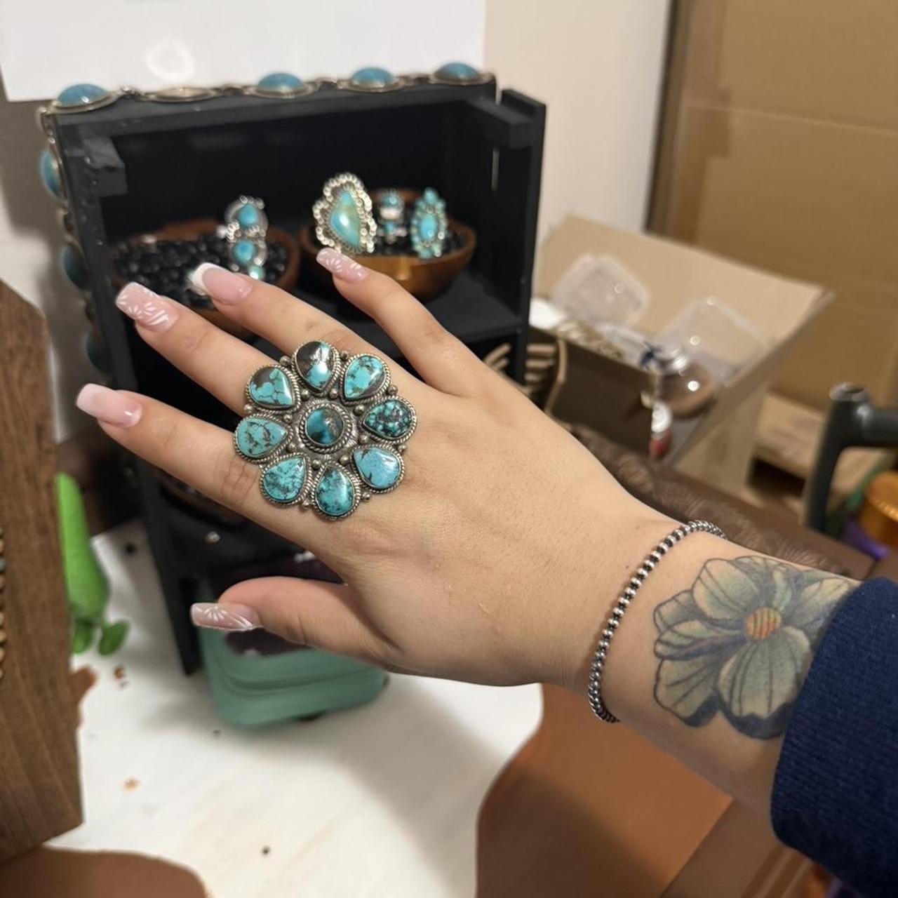 Native Women's Ring - Blue/Multi – Huge statement… - image 2