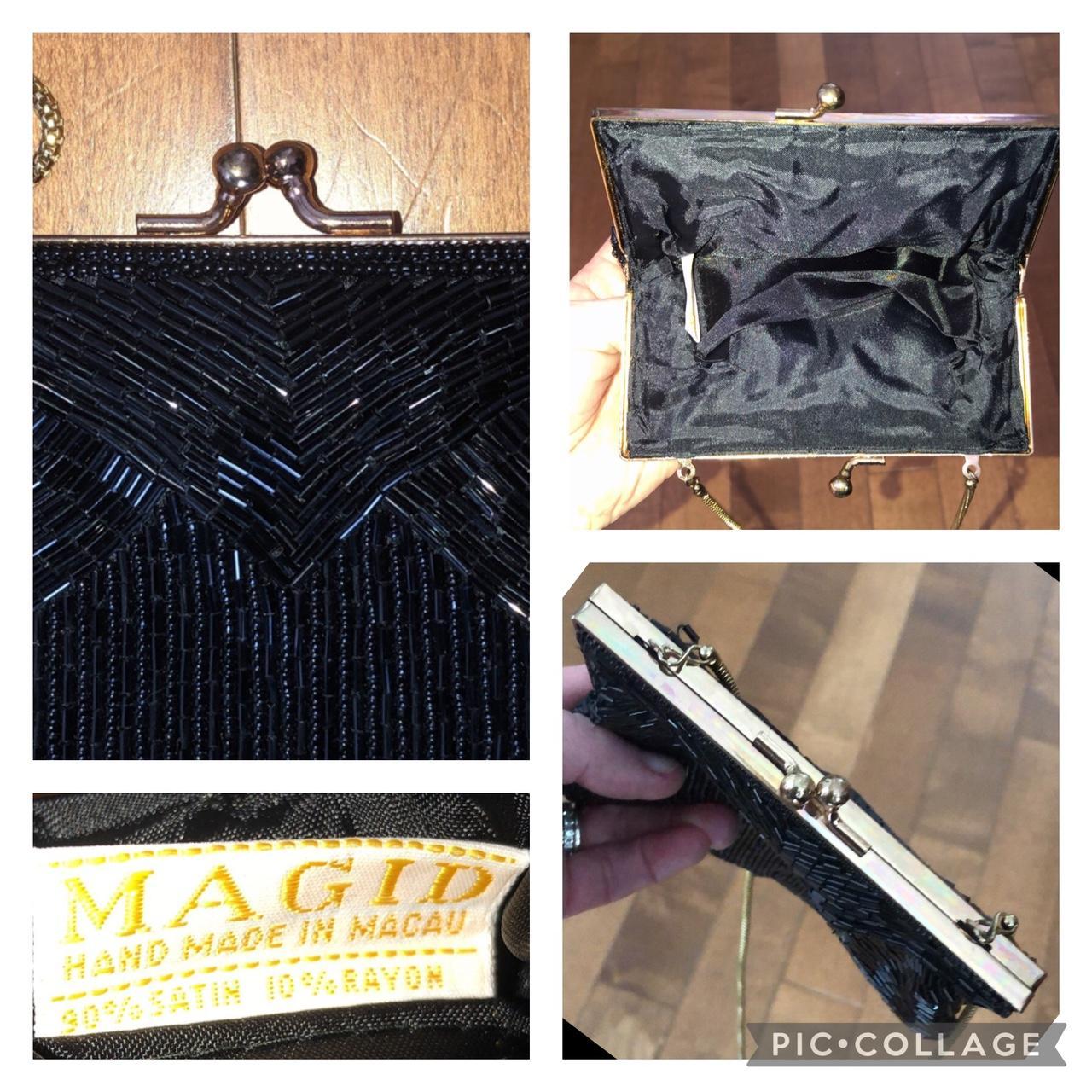 Vintage Magid Beaded Black Evening Bag / Purse hand made in Macau