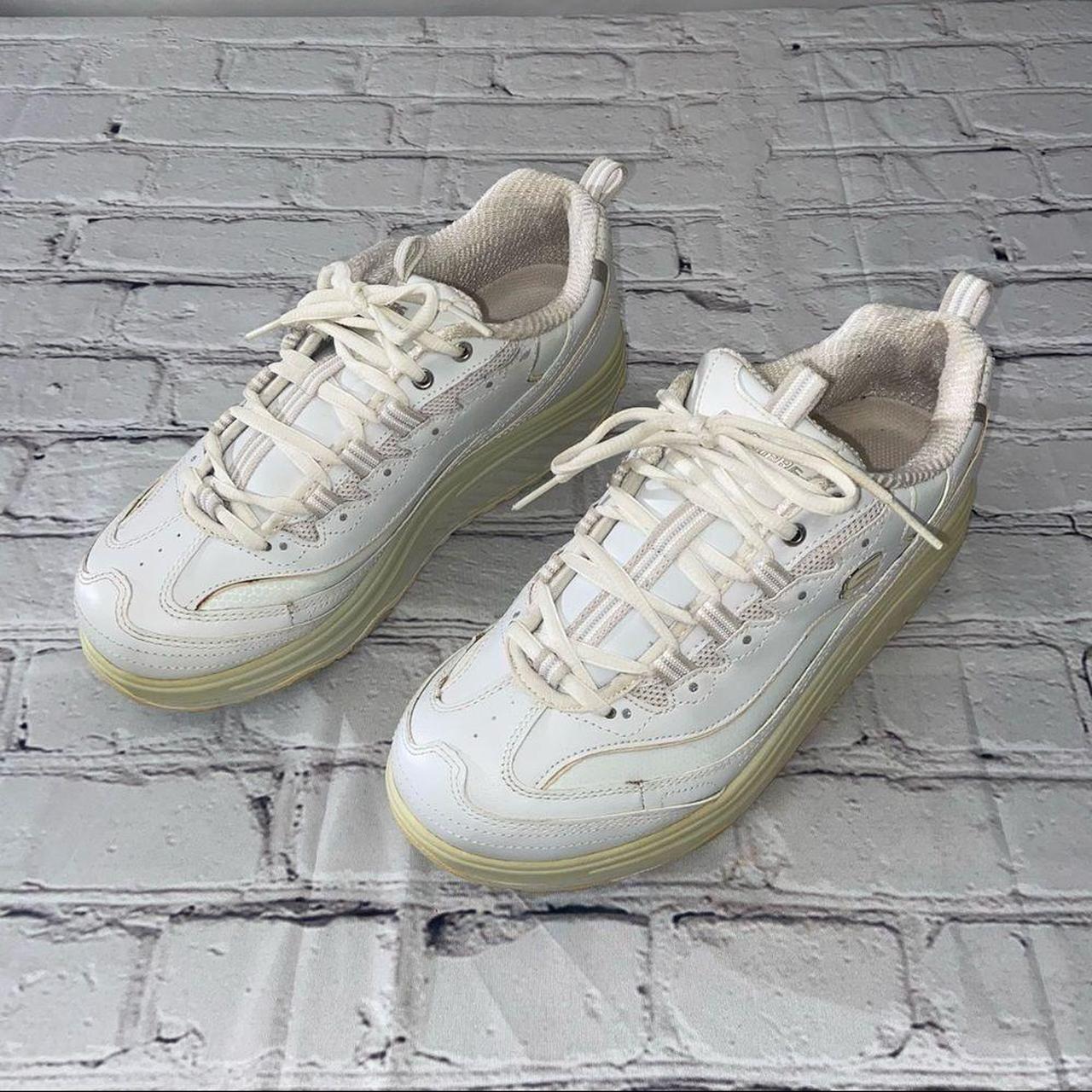 Skechers shape ups white clearance leather