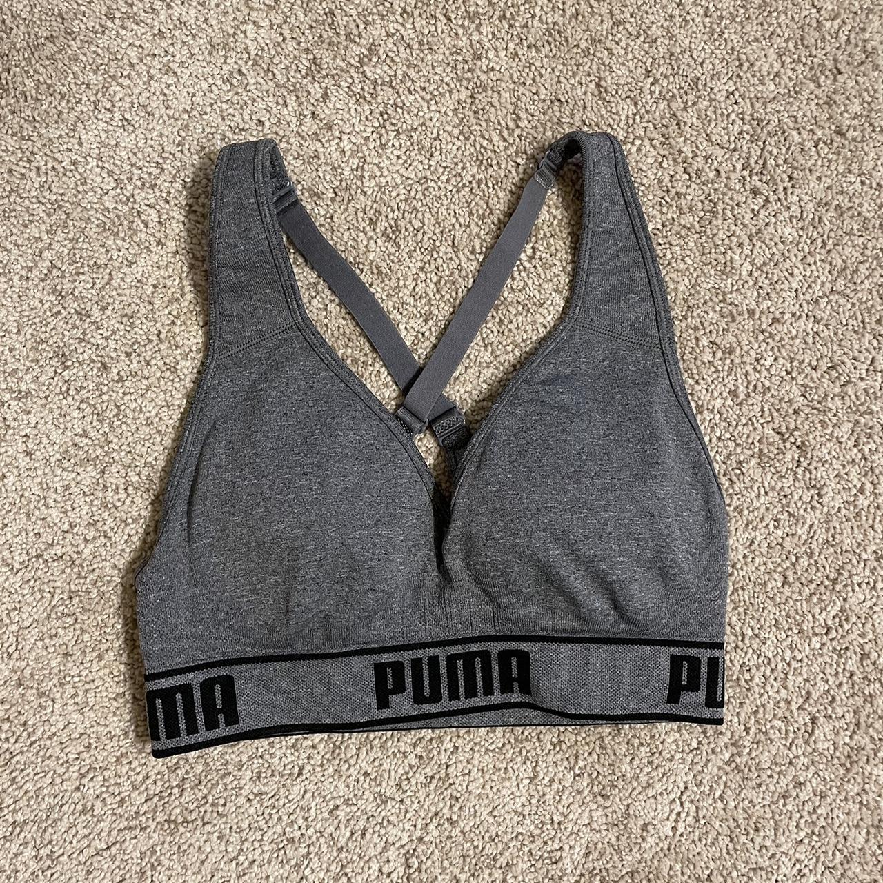 2 matching Black and Gray puma sports bras, Both size