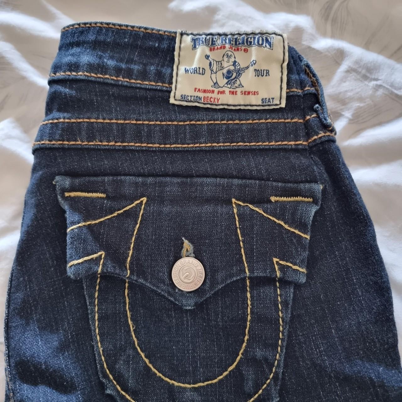 True religion jeans low rise front straight leg worn... - Depop