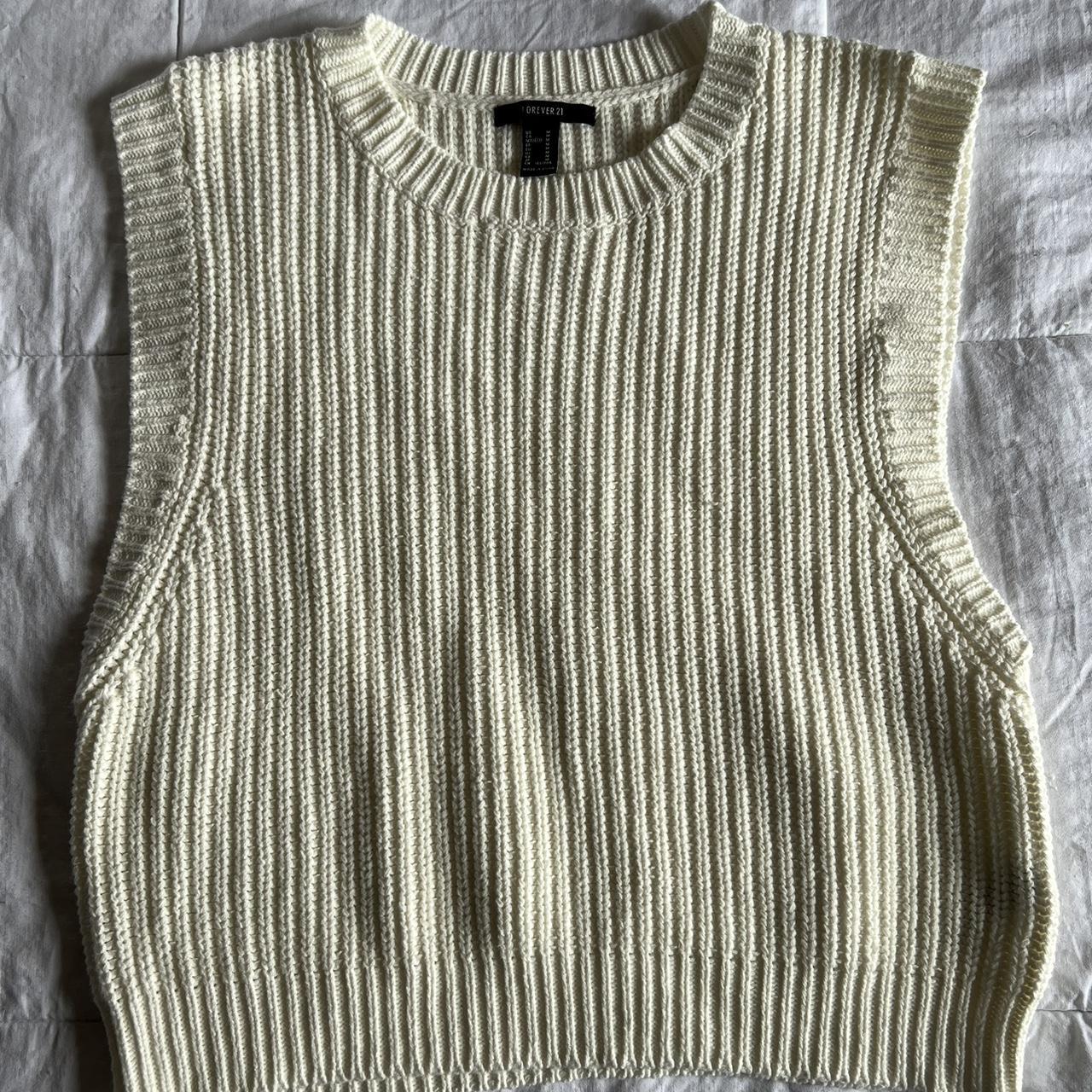 Cream Sweater Vest Forever 21 knit sweater vest.... Depop
