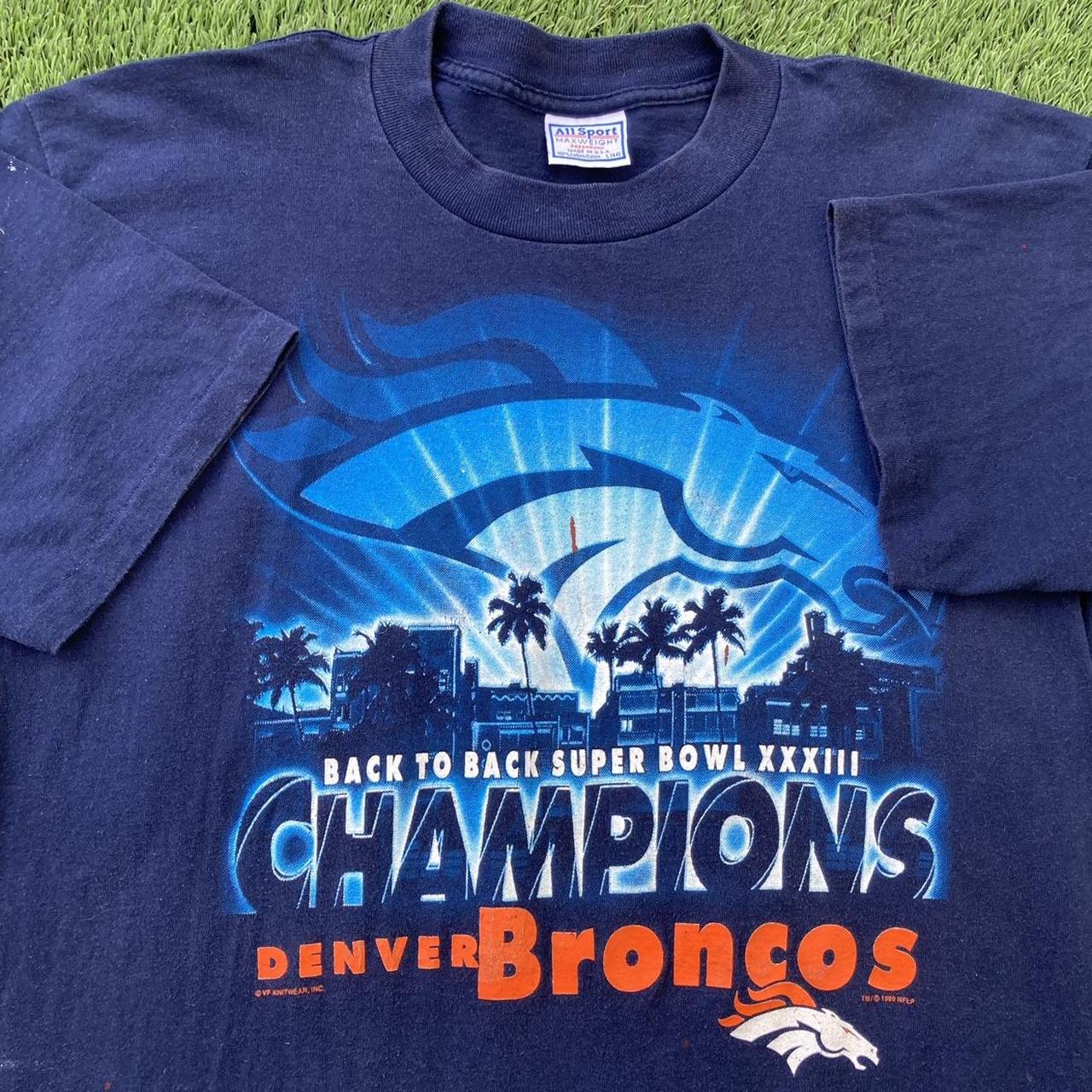 Vintage 1999 NFL Super Bowl 33 Denver Broncos Back to Back Champions T-shirt