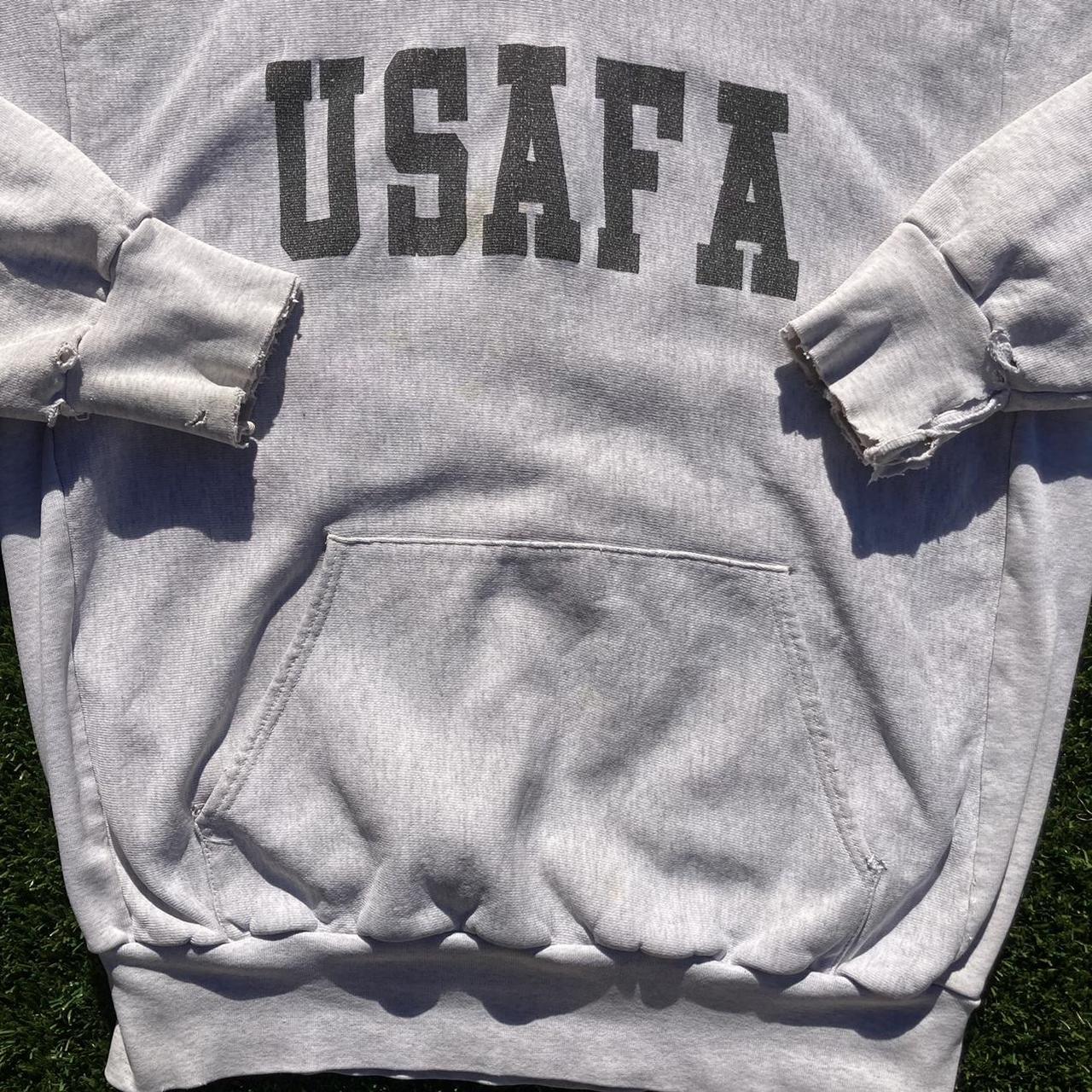 80/90s distressed USAFA reverse weave style pullover...