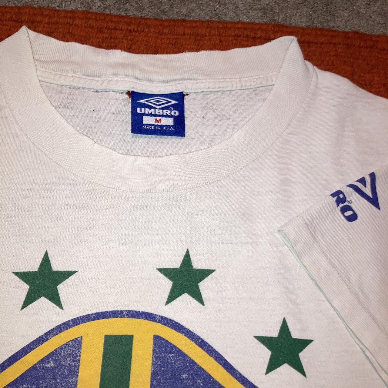 vintage 1994 pitted Umbro Brasil “Four-Ever Great!”
