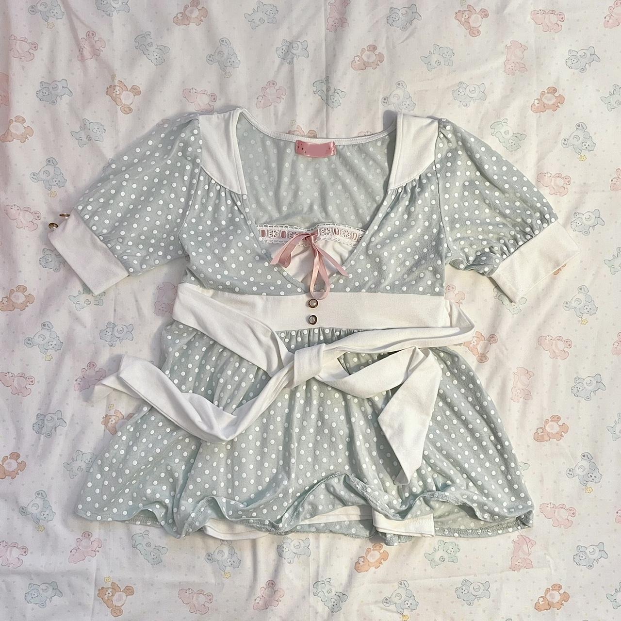 super cute polka dot babydoll ribbon set 🎀.·̩͙♱ soso... - Depop