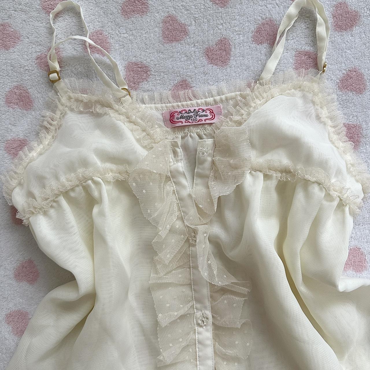 Mezzo Piano Cream Layered Lace Buttoned Camisole Depop