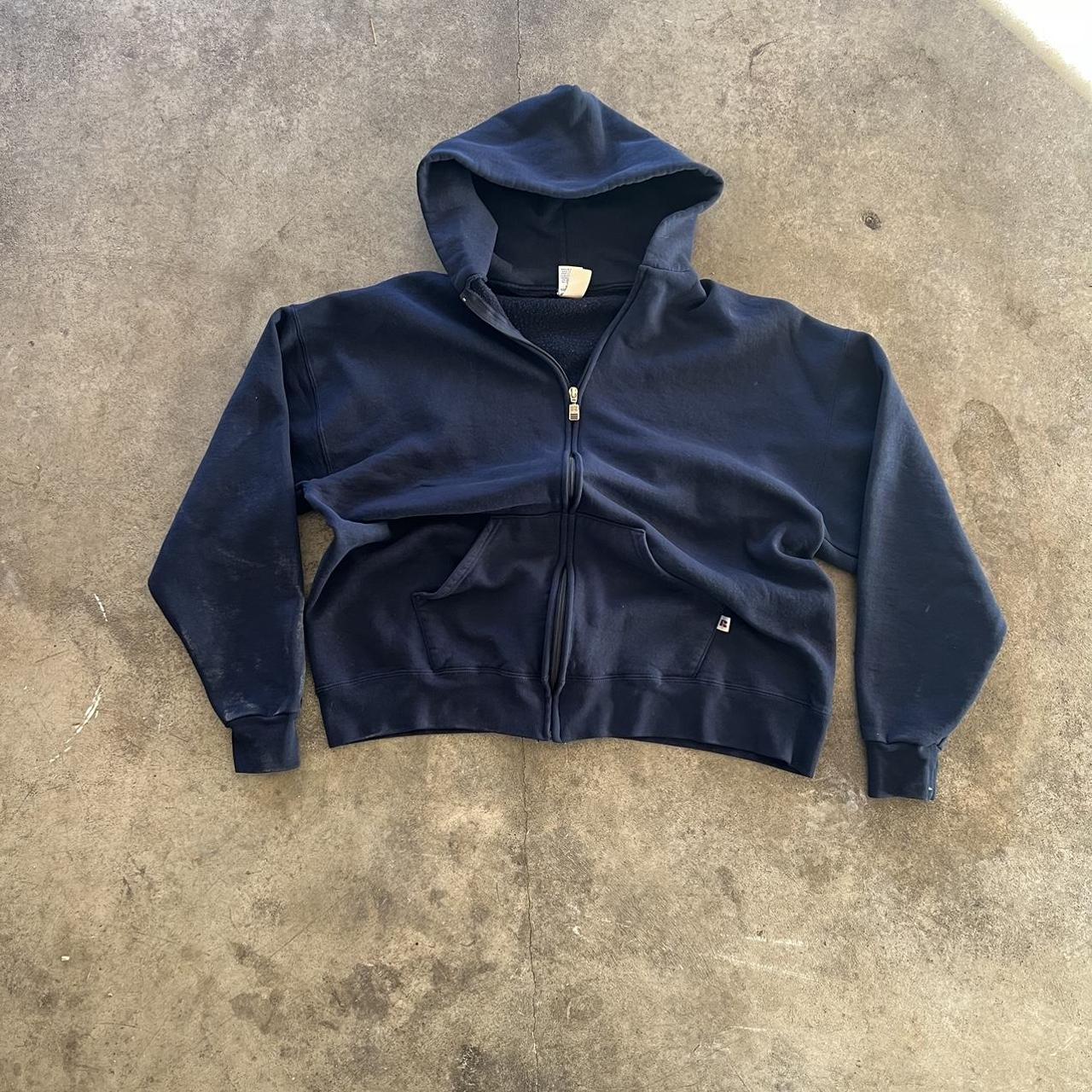 vtg 2000’s boxy russell zip/up hoodie a great... Depop