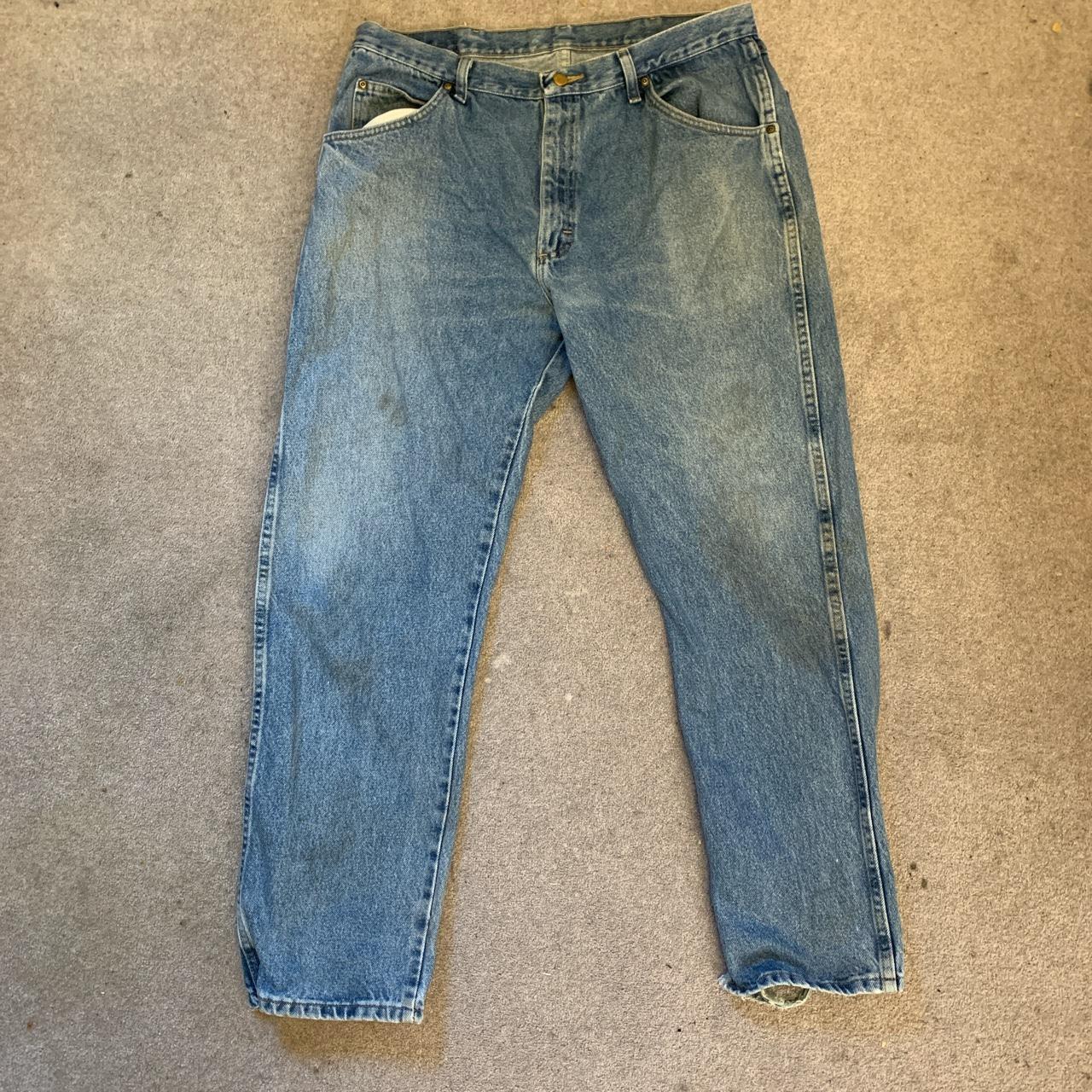 Vintage Wrangler jeans Baggy fit Signs of wear... - Depop