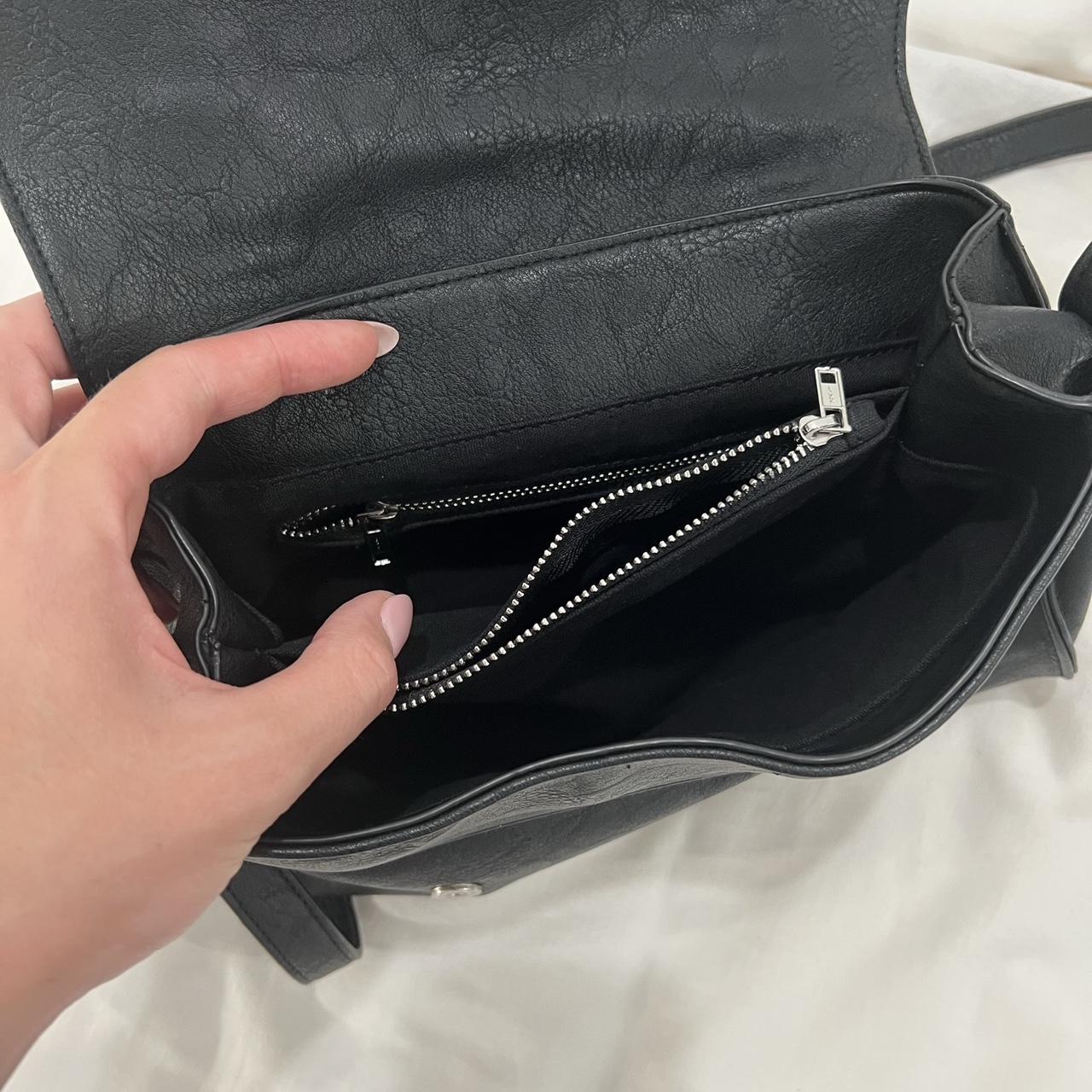 brandy melville black cross body bag silver... - Depop