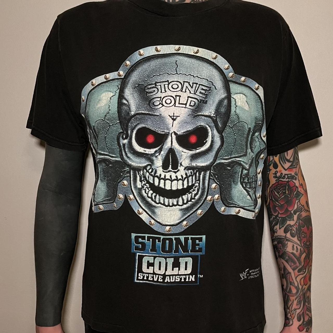 Stone Cold Steve Austin What? Smoking Skull Mens T-shirt S