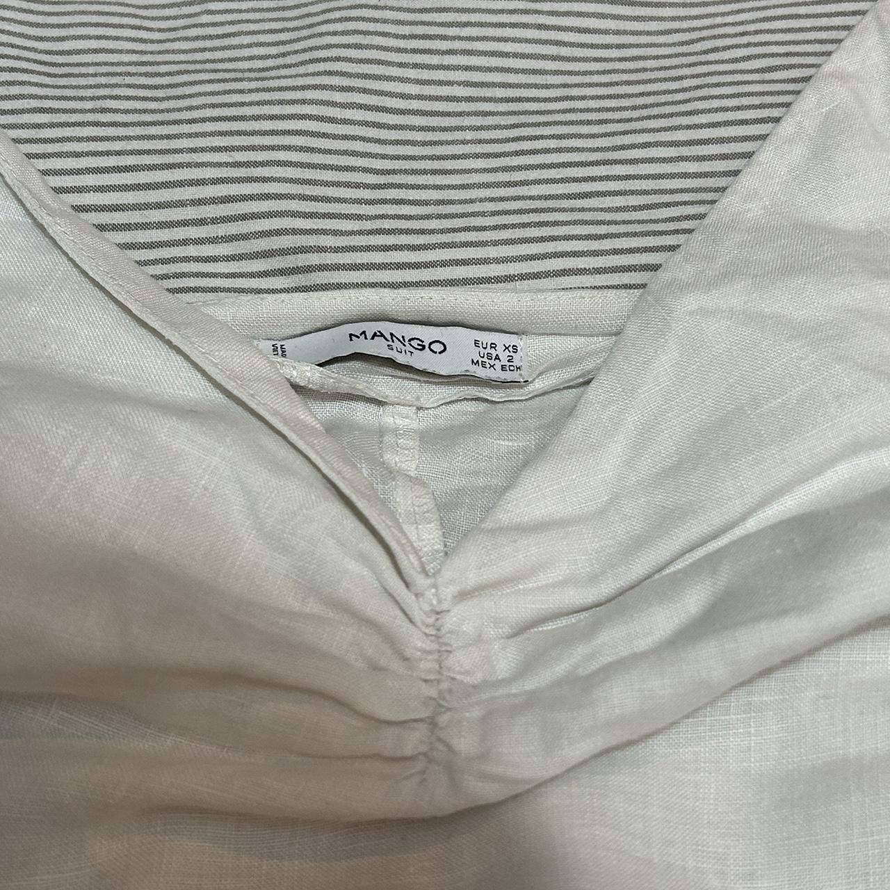 Mango white linen dress Size XS Good condition - Depop