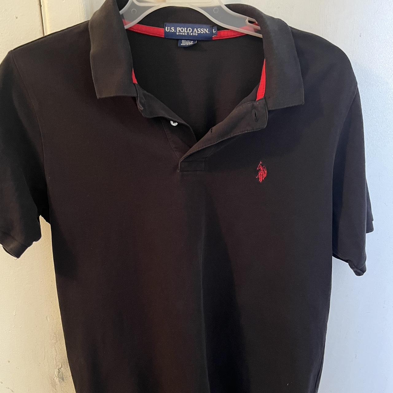 Us Polo Assn Mens Black And Red Polo Shirts Depop 5734