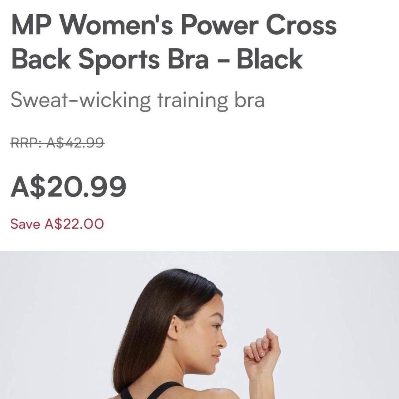 MP Women's Power Cross Back Sports Bra, Black