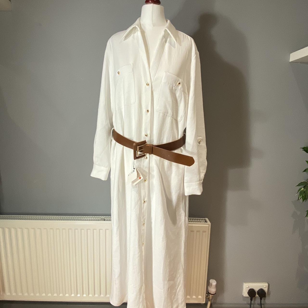 Midi Dress White Blouse Dress Zara NEW ZARA SHIRT DRESS WITH BELT