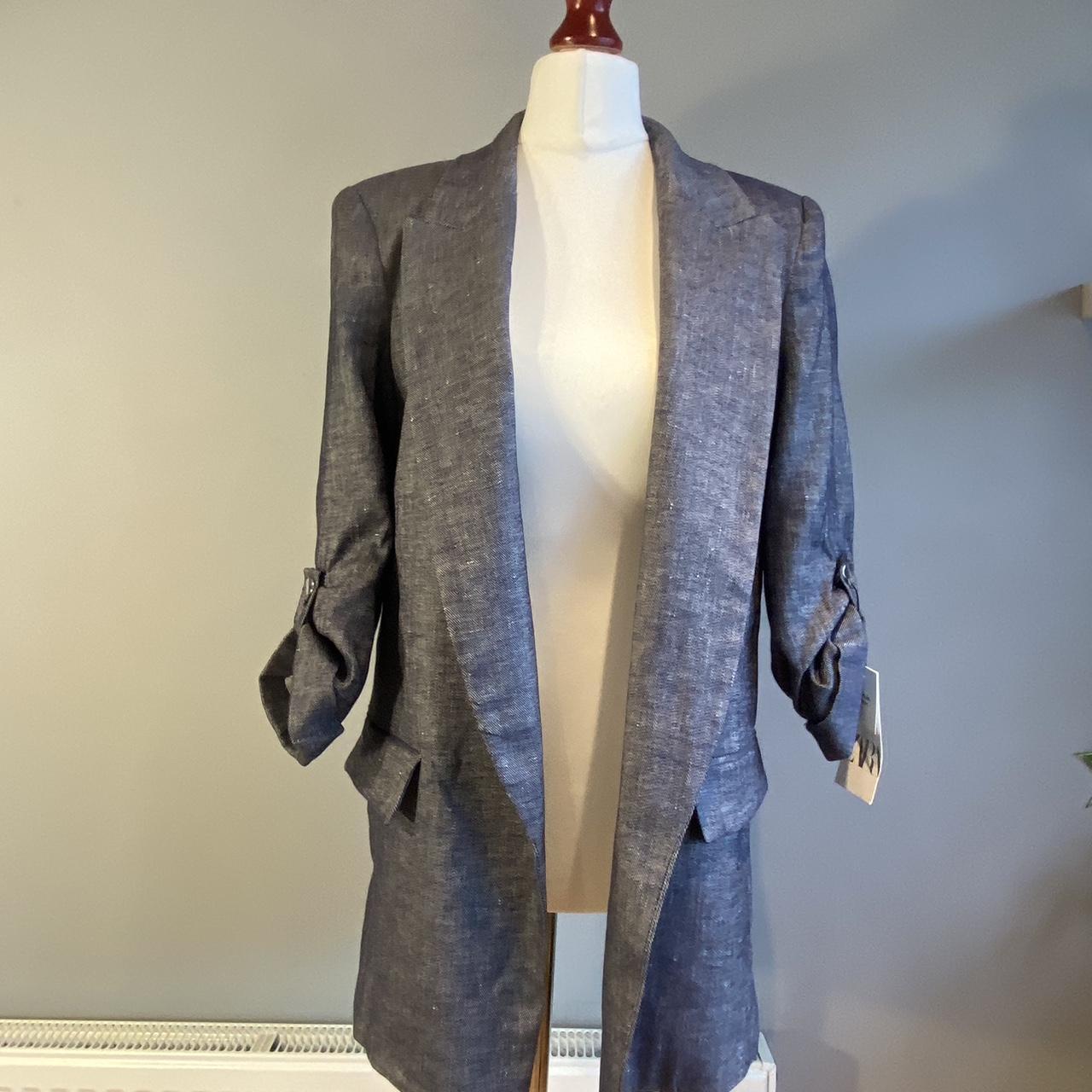 Linen Blazer Women's Blazer Rolled Up Sleeves NEW Very Rare ZARA ROLL-UP  SLEEVE LINEN BLEND