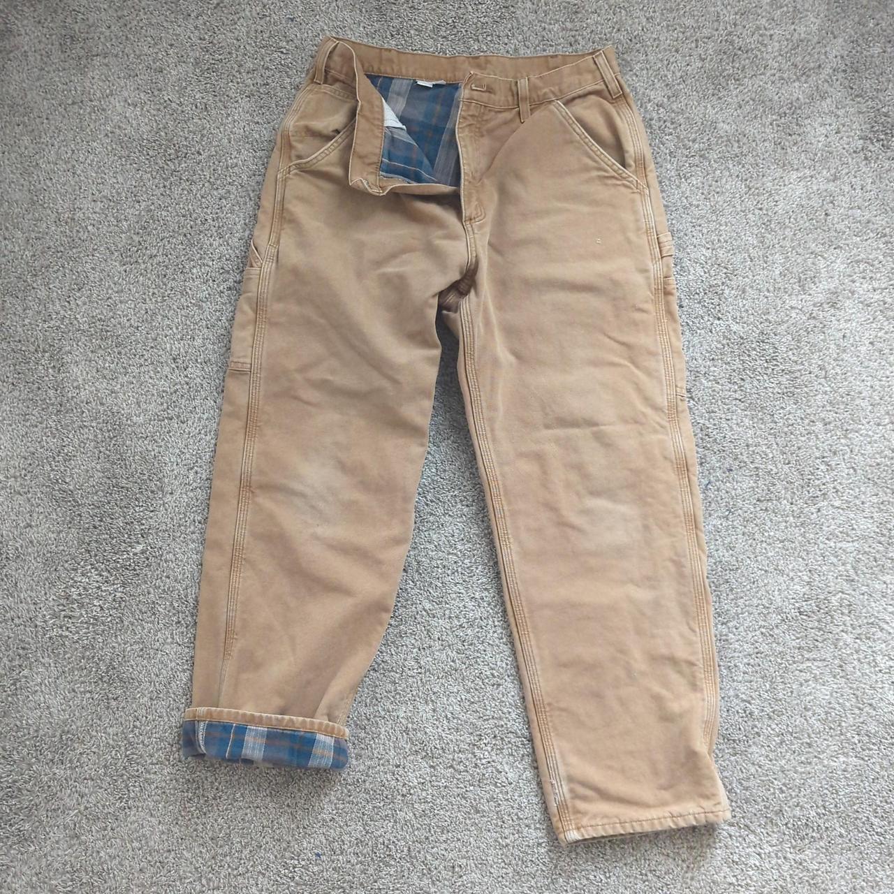 Carhartt Vintage Flannel Lined Work Pants 33x30 Tag... - Depop