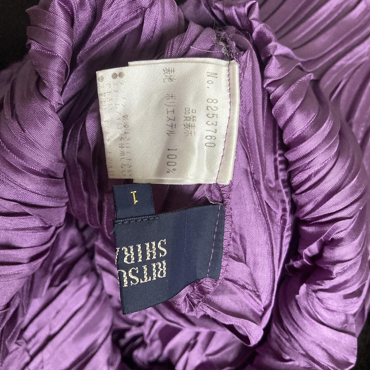 ISSEY MIYAKE 半袖リブニット 紫色 サイズ1 Ritsuko Shirahama asymmetrical pleated purple | Depop