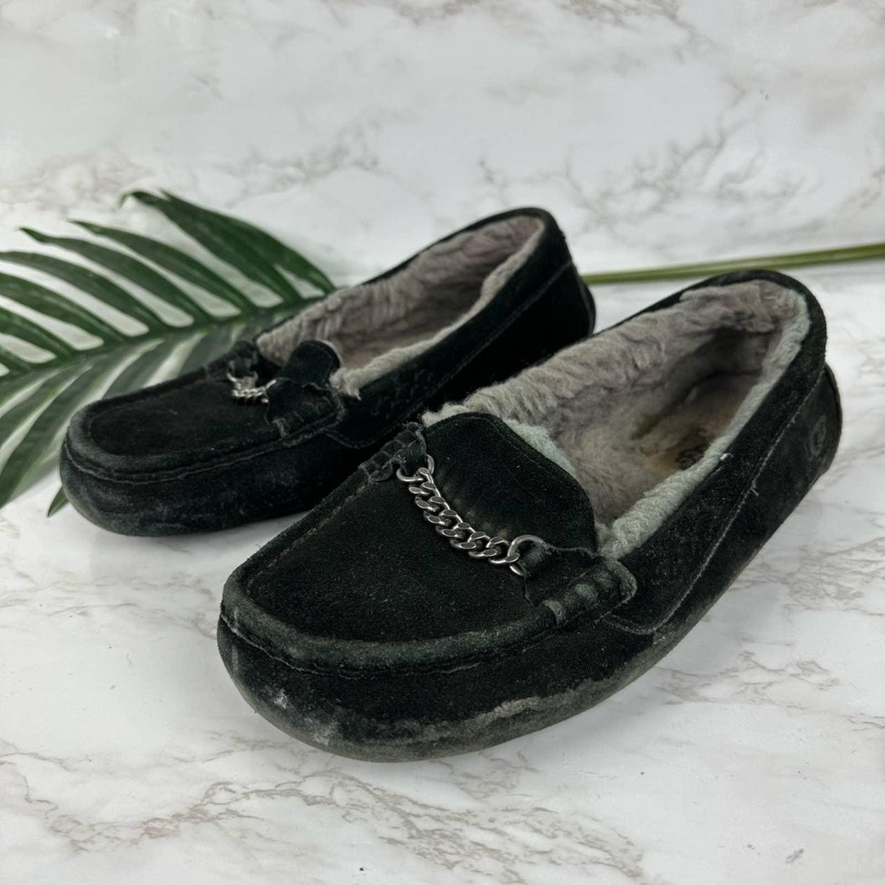 UGG Ansley black suede chain slippers women size 8 Depop