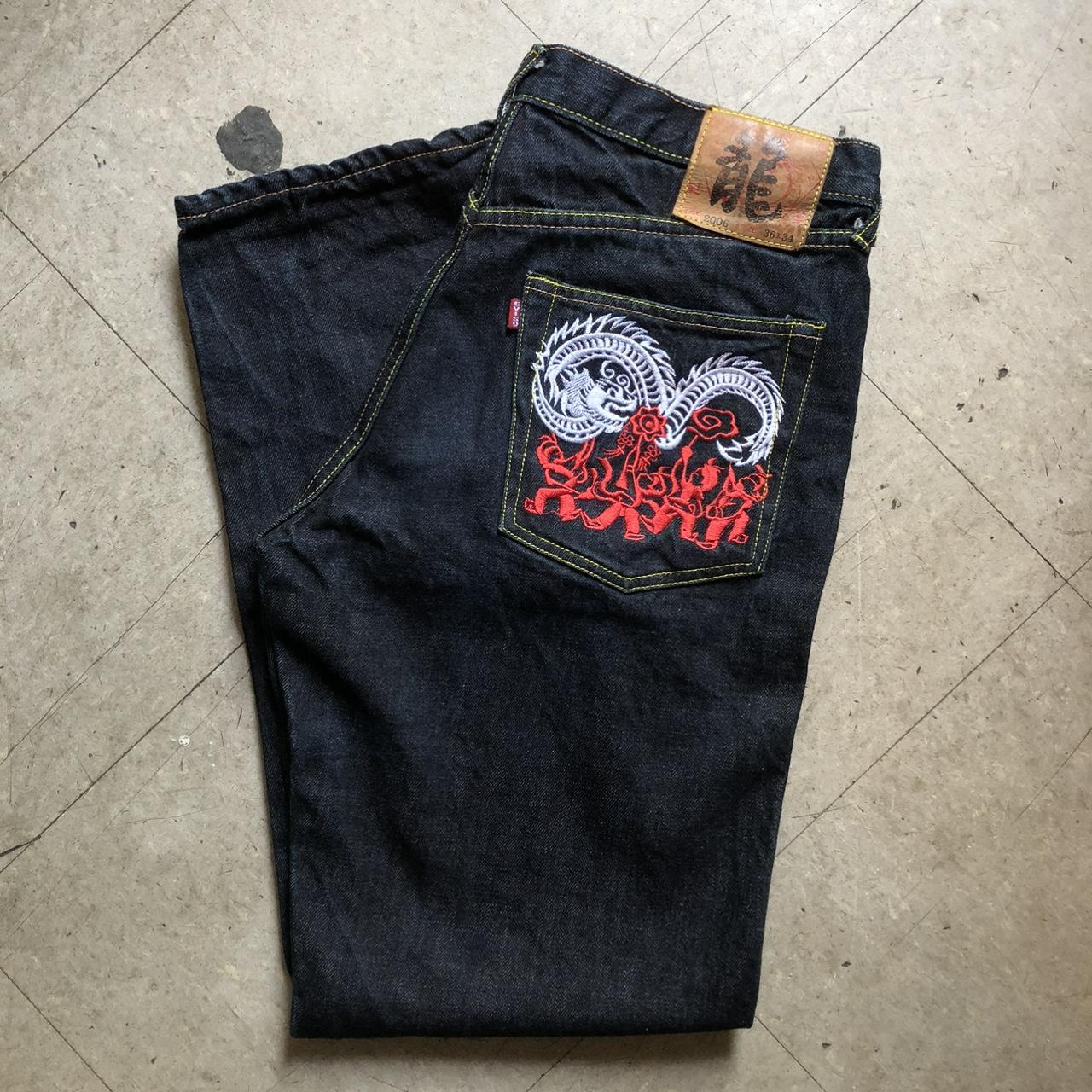 2006 Evisu Dragon Celebration Jeans 36x32 Amazing... - Depop