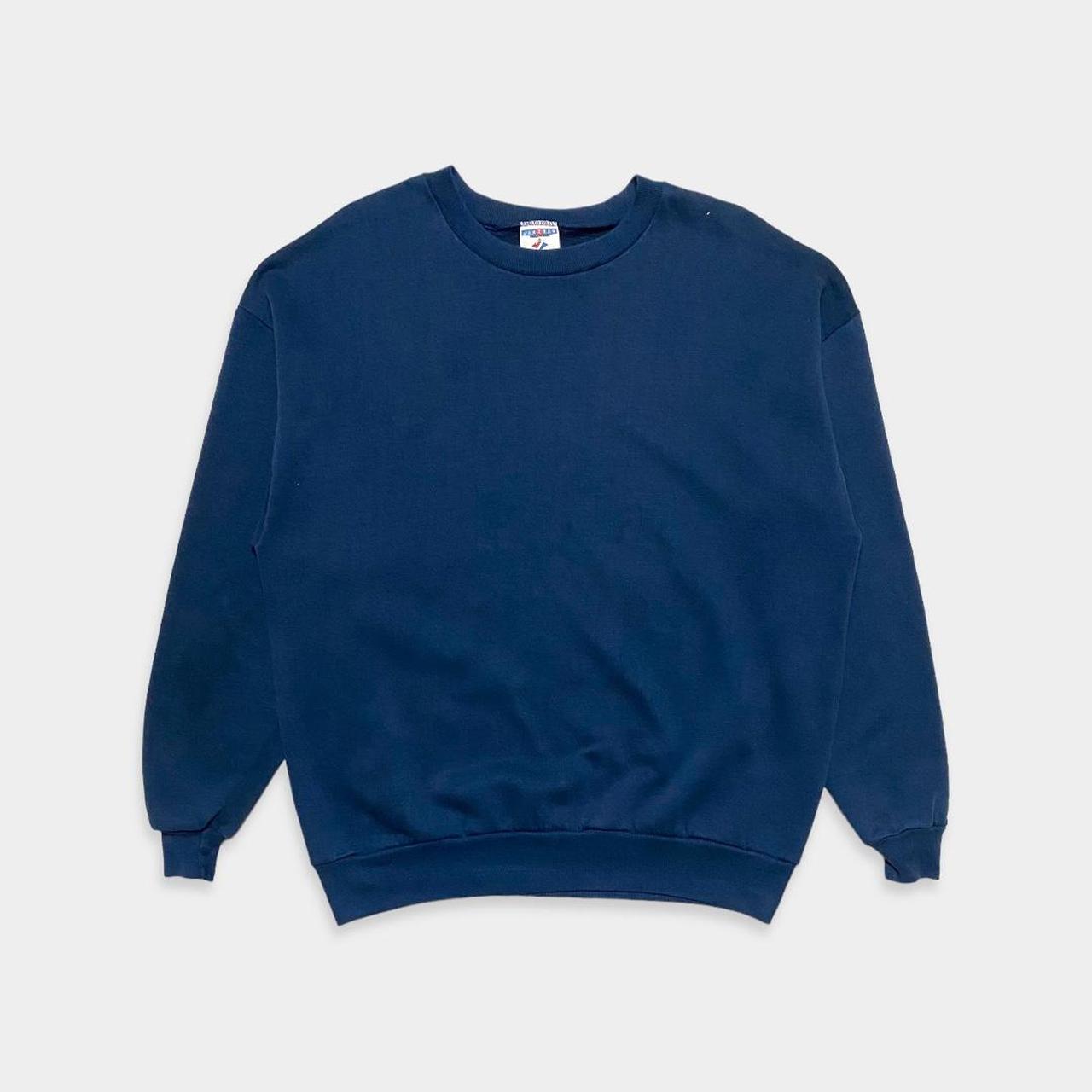 Jerzees Men's Blue and Navy Sweatshirt | Depop