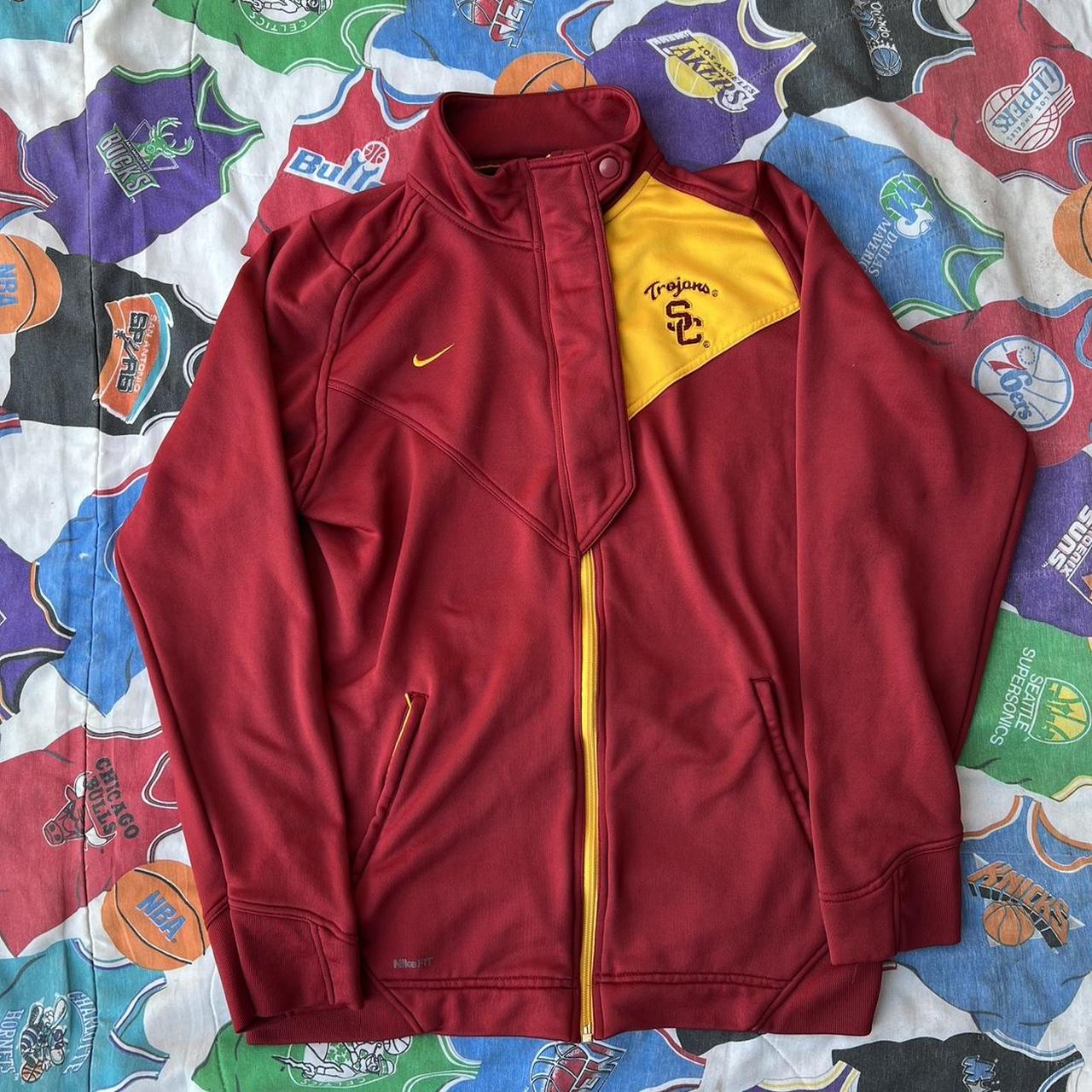 American Vintage Men's Burgundy and Gold Jumper