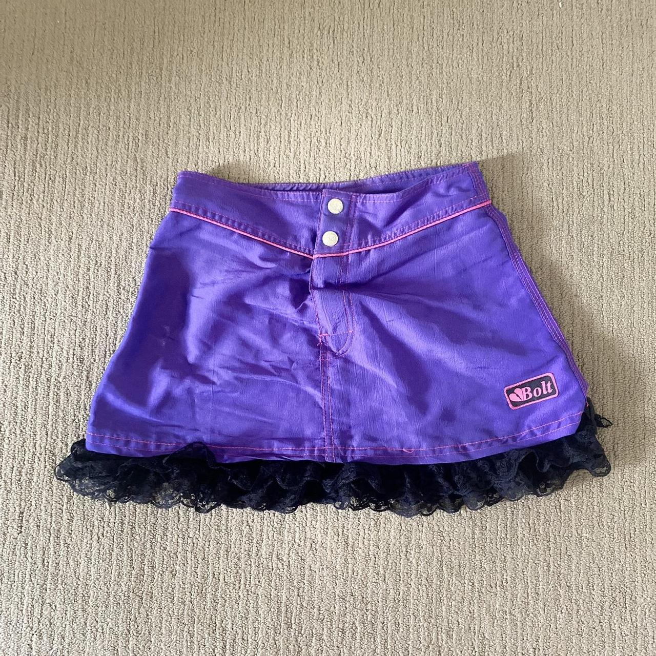 Purple and black mini skirt 🖤💜 Size 8 💜🖤 Hardly ever... - Depop