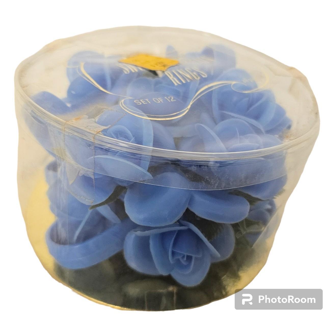 NWT Vintage 60s Blue Plastic Flower Shower Curtain - Depop