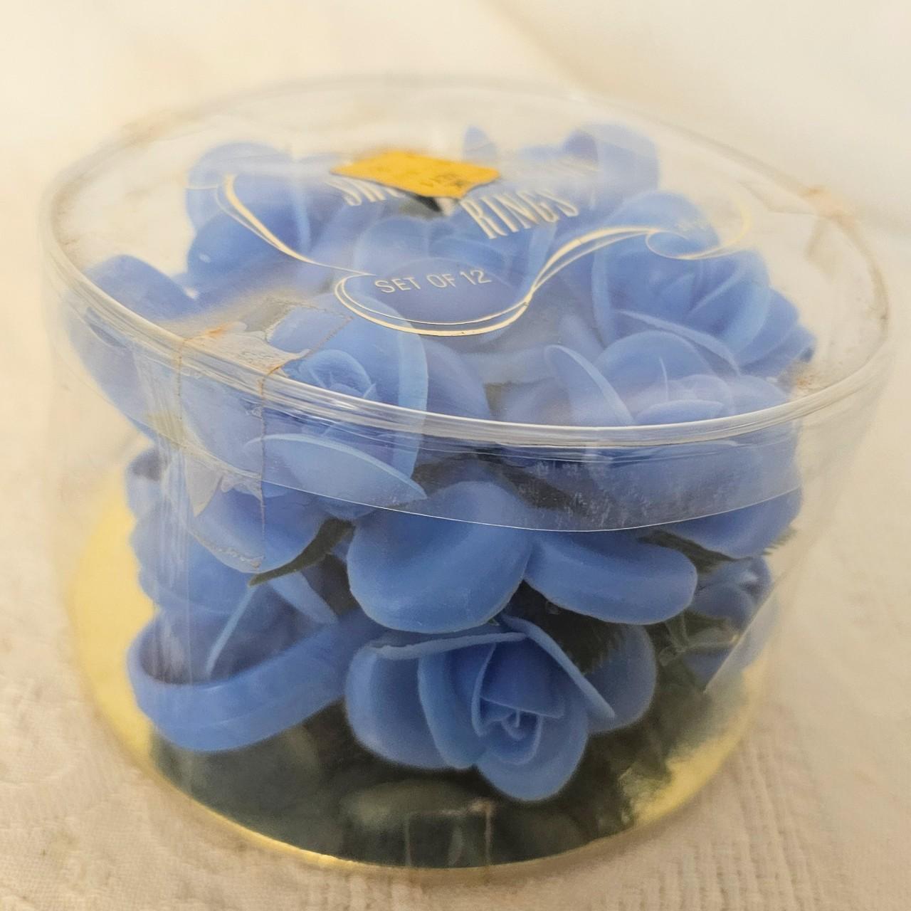 NWT Vintage 60s Blue Plastic Flower Shower Curtain - Depop