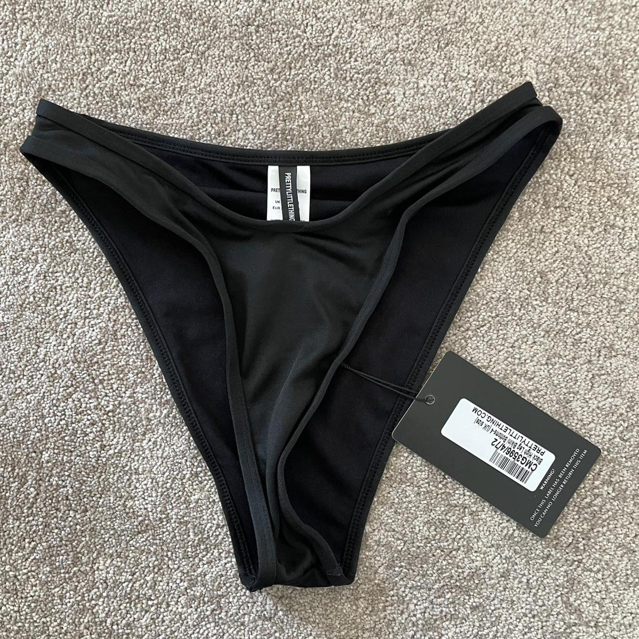 PrettyLittleThing Women's Black Swim-briefs-shorts | Depop