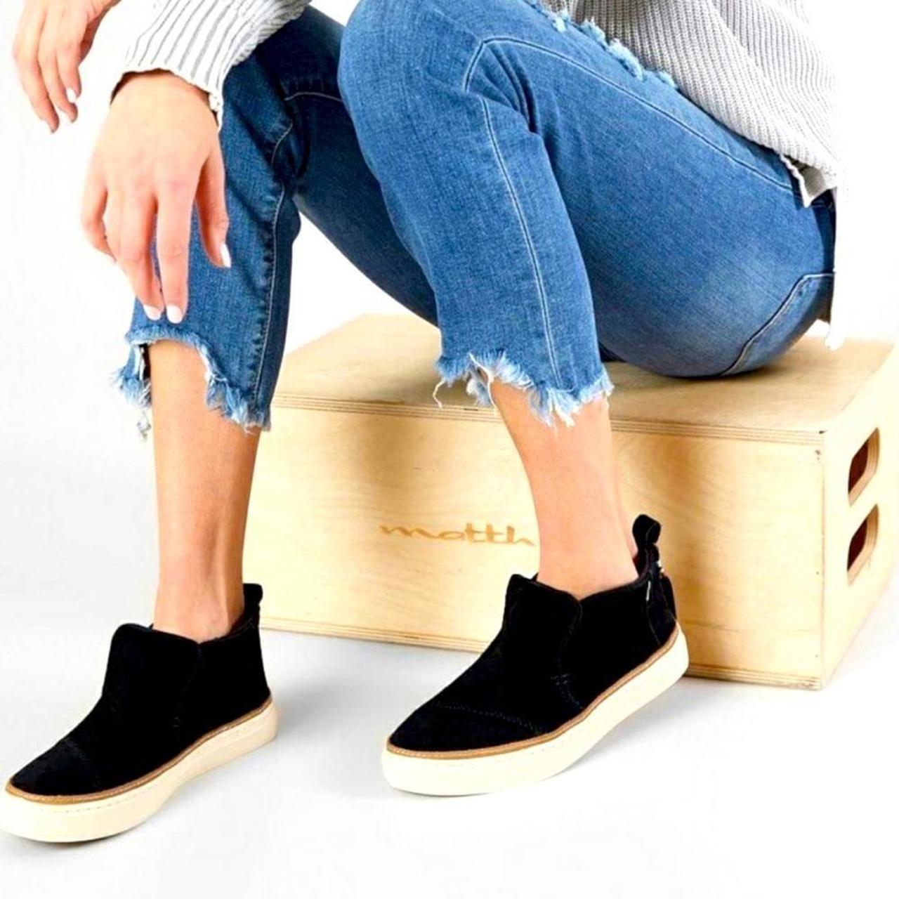 TOMS Paxton black suede slip Ons No issues with. Depop