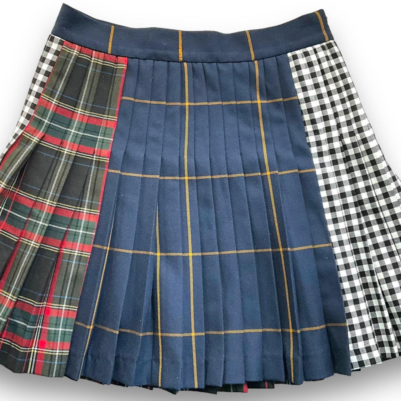 ZARA Patchwork Tartan Plaid Pleated Mini Skirt Depop