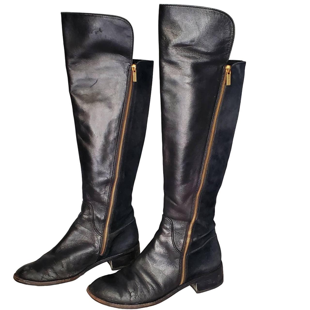 Michael kors black sale boots with gold zipper