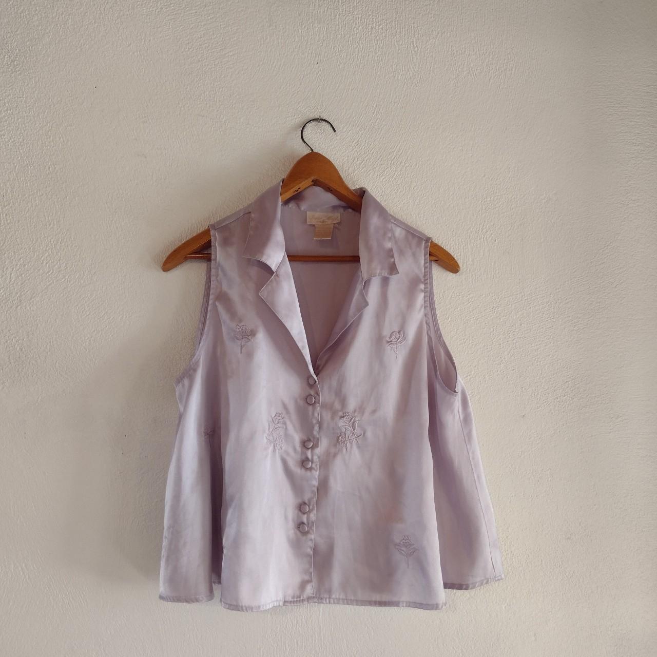 Vintage lavender purple silky sleeveless top with - Depop