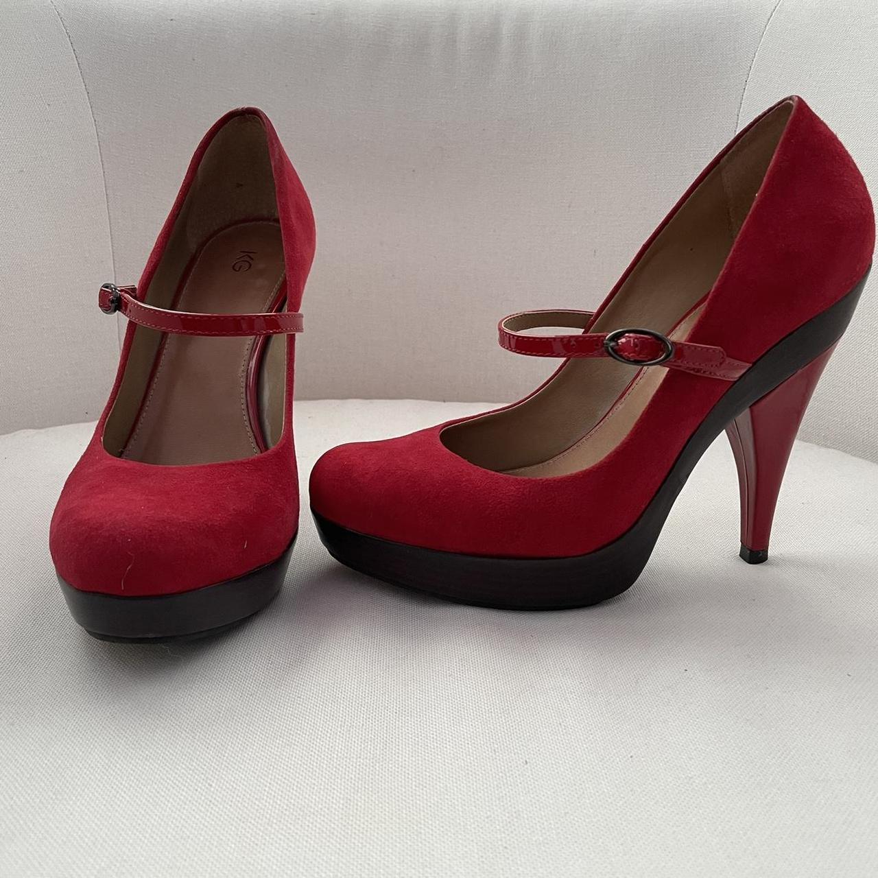 Kurt Geiger Red Suede Mary Janes Beautiful platform... - Depop