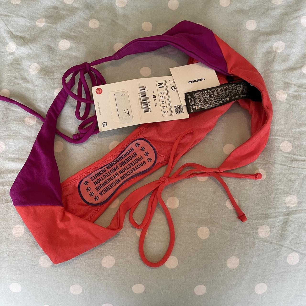 Zara swimwear tie up bikini bottoms in purple / pink... Depop