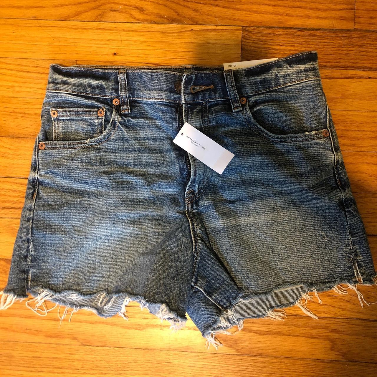 dark blue american eagle jean shorts never worn... - Depop