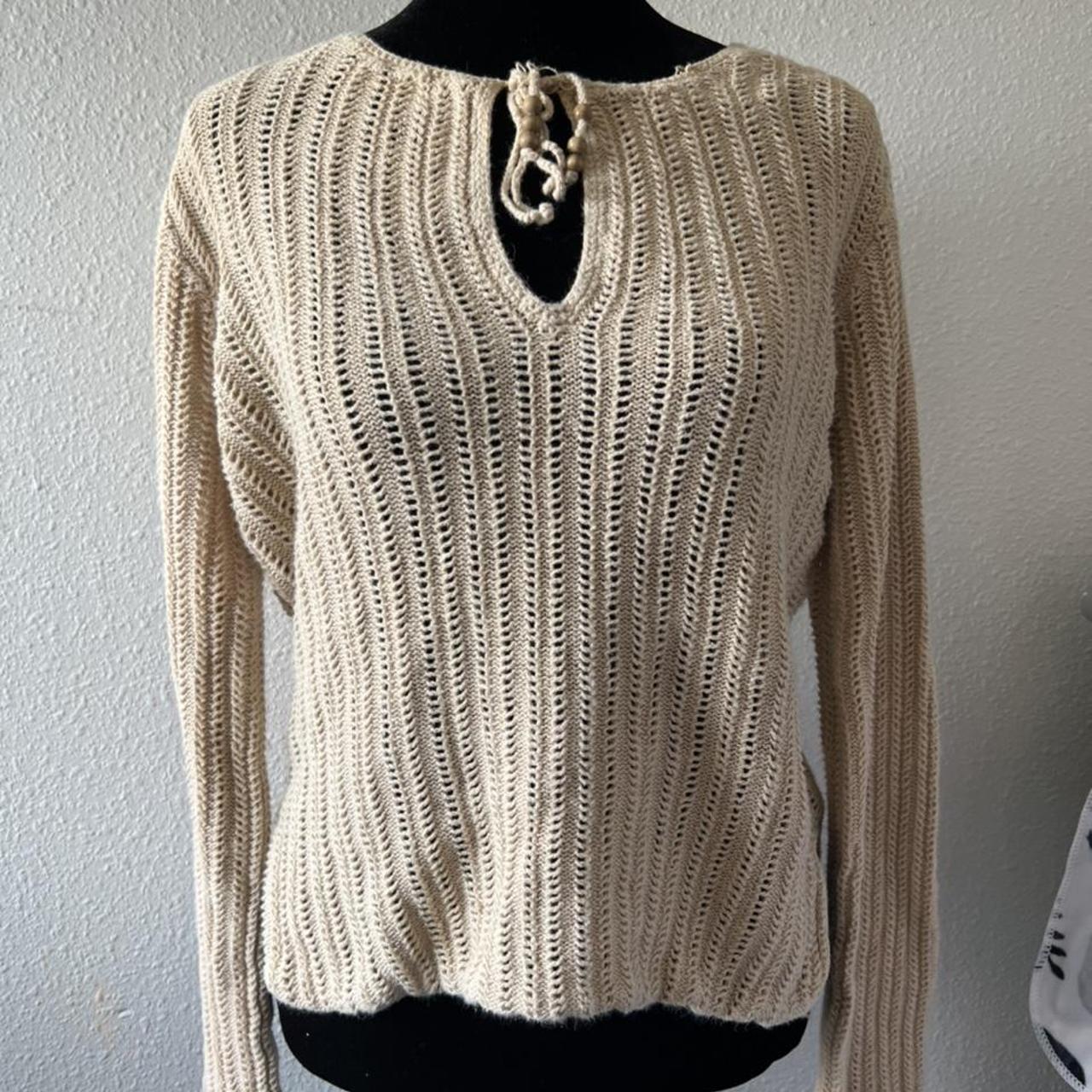 Derek Heart Women's Tan and Cream Jumper | Depop