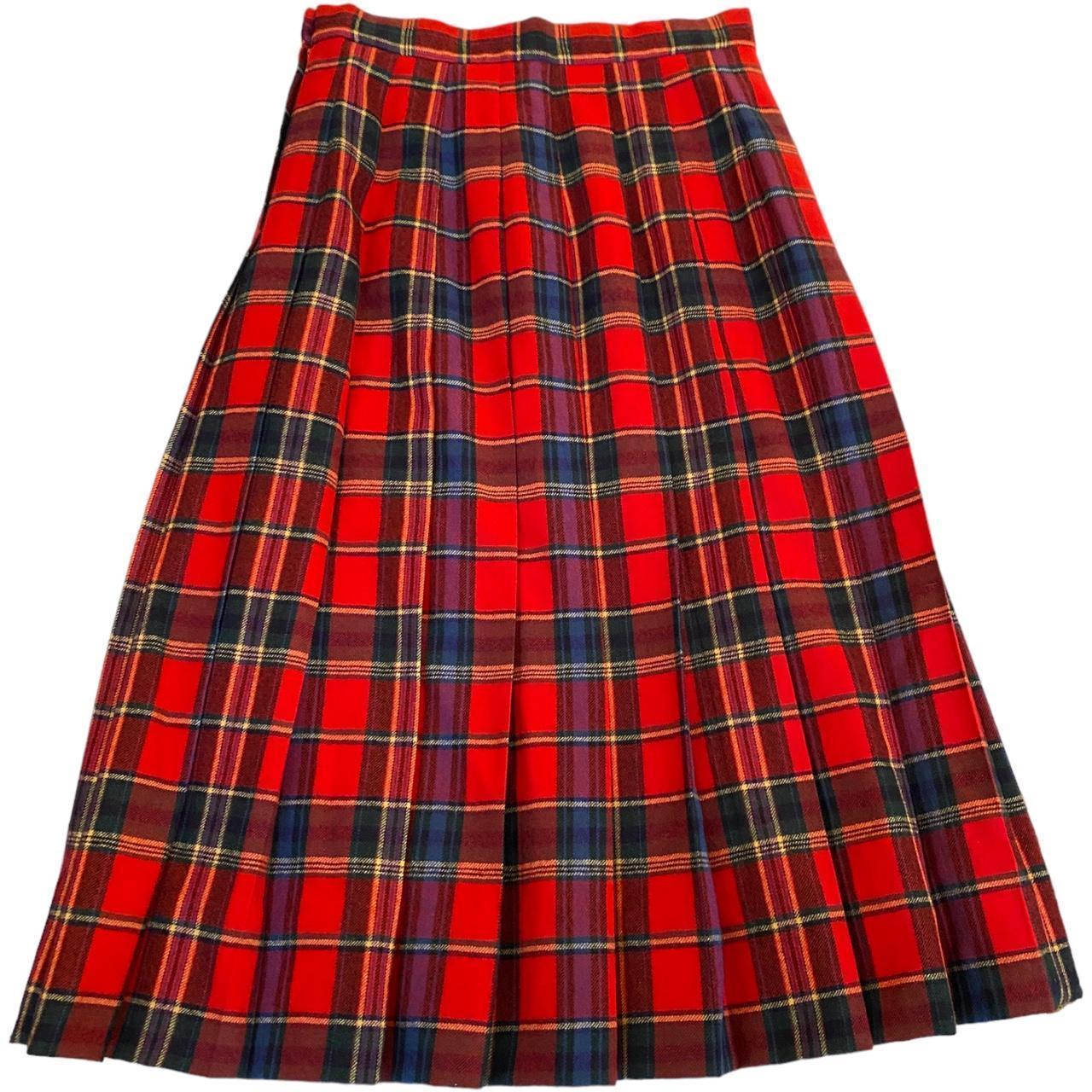 Vintage 1960s Plaid Wool Pleated A Line Skirt MIDI... Depop