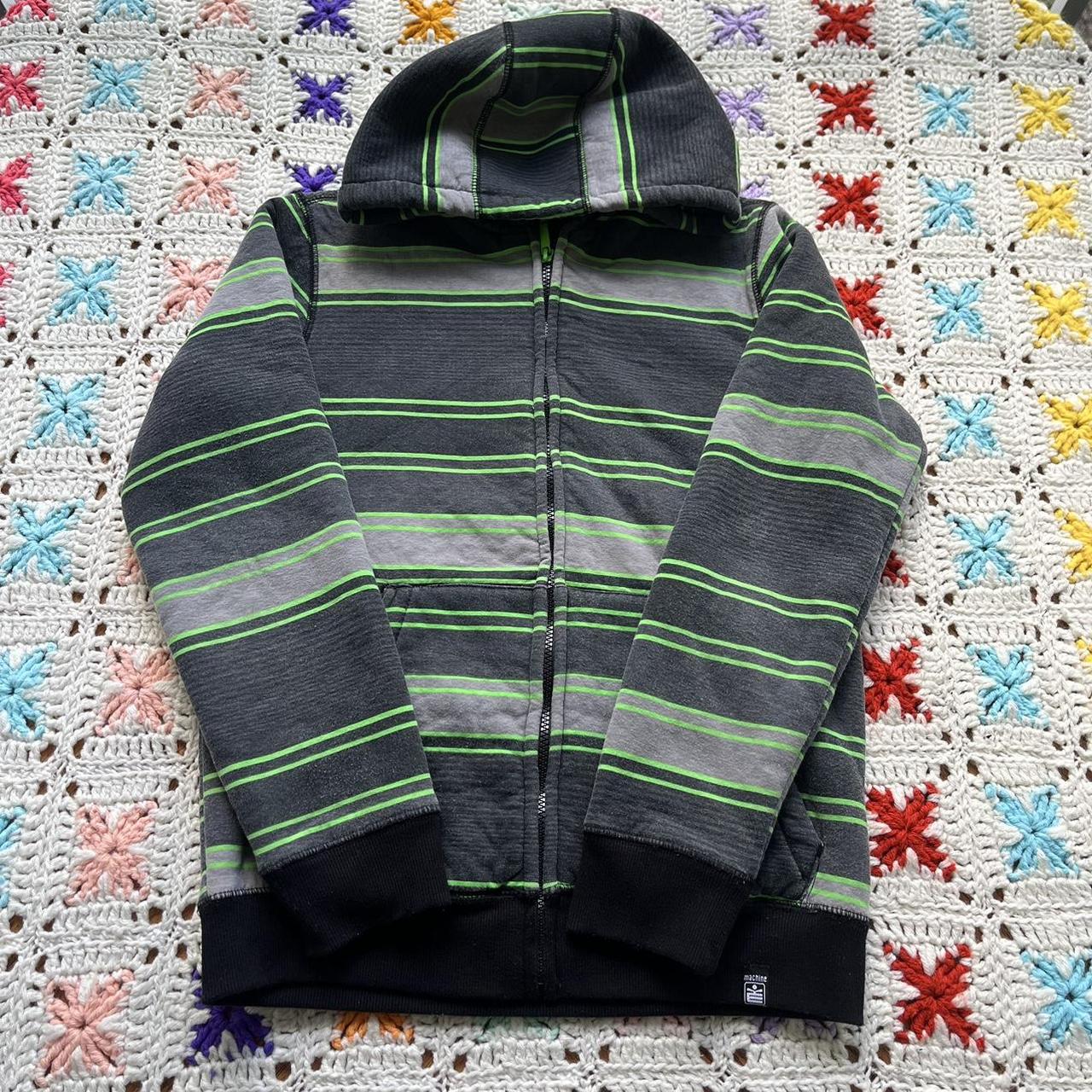 Vintage Genuine Y2K Machine Green Cyber Striped Zip