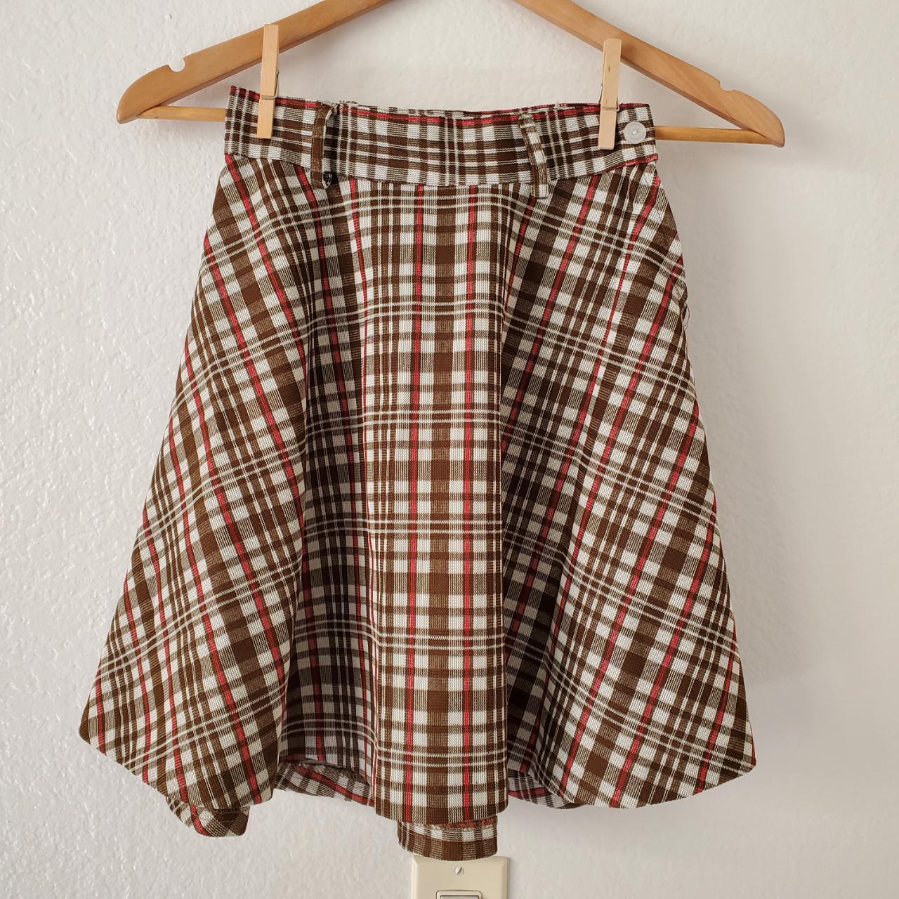 Plaid mini skater skirt Xs Button and zipper. Depop