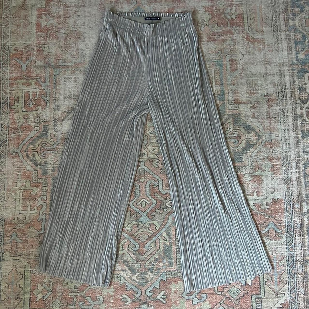 METALLIC EMBROIDERED TROUSERS - Silver | ZARA Turkey