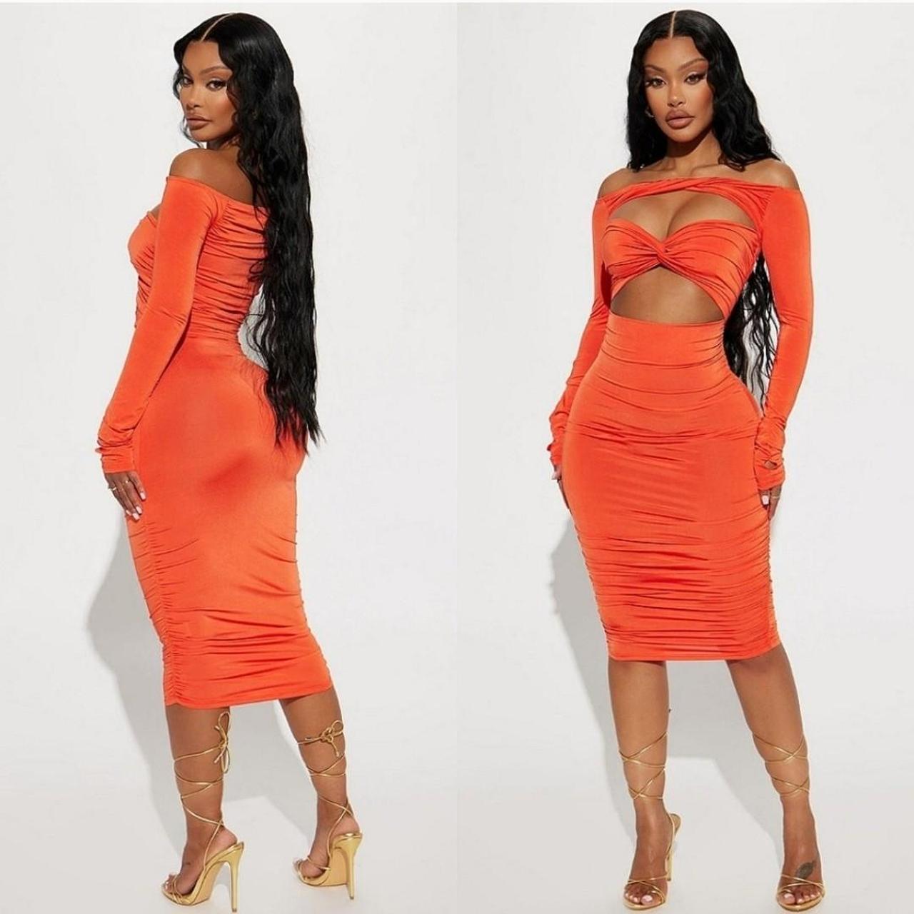 Fashion nova orange dress best sale